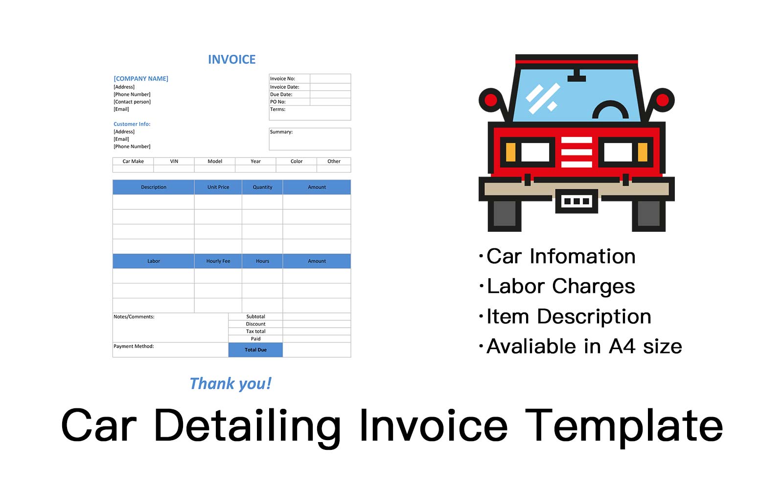 Car Detailing Invoice Template Rapdibooks Invoice